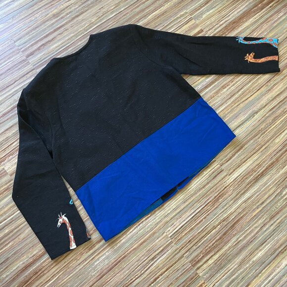 Daniel K Giraffe Tapestry Jacket Embroidered Vintage Blazer with Glass Buttons - Picture 6 of 9